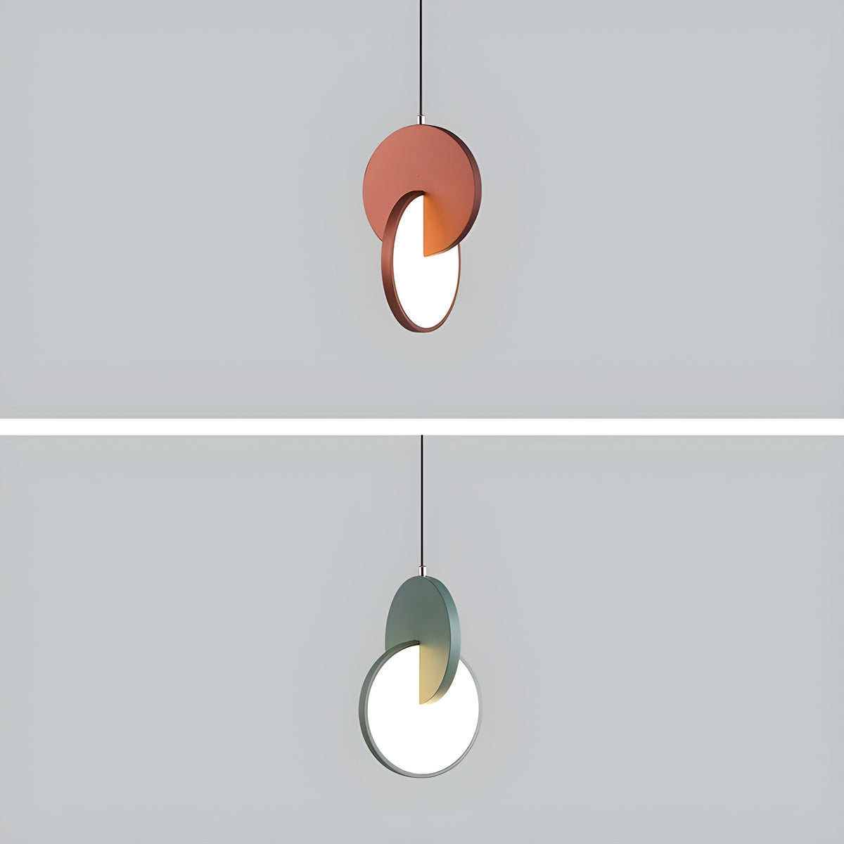 Modern Scandinavian LED Pendant Lamp with Round Frame and Warm Glow