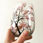 Hand Painted Four Seasons Tree Wine Glasses | Unique Art