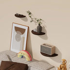 Half-Round Wooden Floating Shelf - Modern Wall-Mounted Display for Home & Bathroom