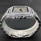 MISSFOX Ice Out Square Watch for Men