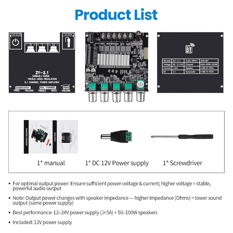 2.1 Channel Bluetooth Amplifier Board