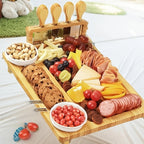 Wood cheese board with knife and fork – Elegant serving board for kitchen or dining room
