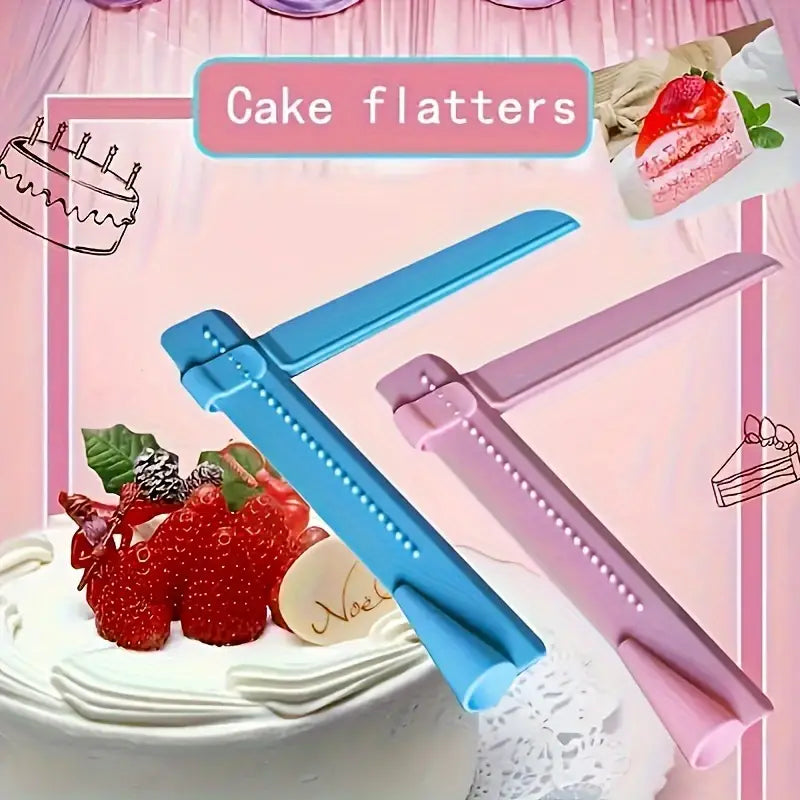 Cake smoothing tool for even spreading and decorating of cakes