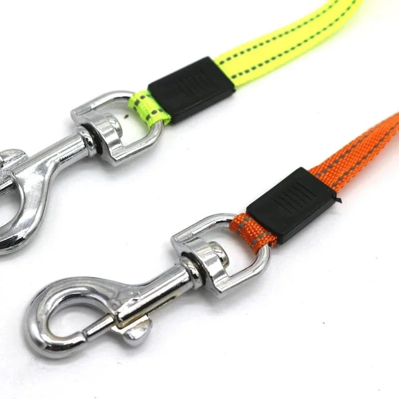 Bordeaux Duo – Double Dog Leash with LED and Pouch Holder