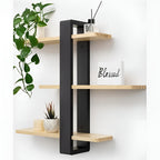 NordWood Wall Shelf | Solid Pine | 3 Levels | Space-saving & Decorative | Natural Wood