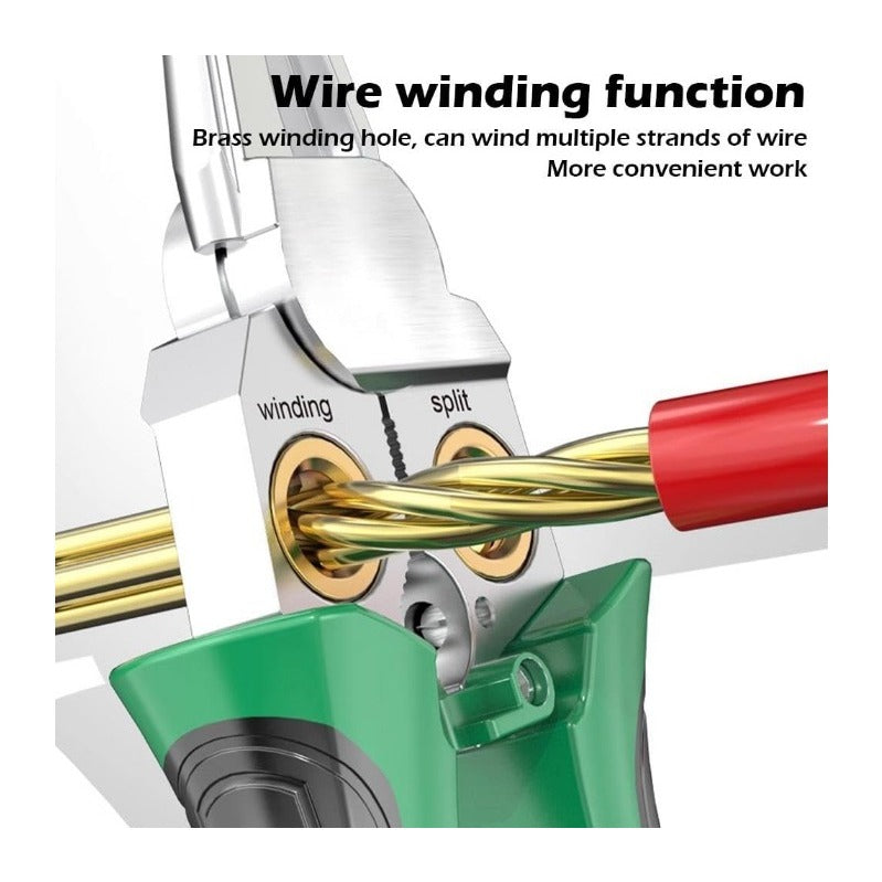 8-in-1 Wire Stripping Tool with Built-In Voltage Detector – Cut, Twist, Test, and Strip in One