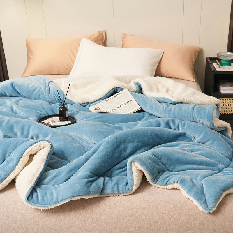 Solid thick double-sided velvet cube blanket