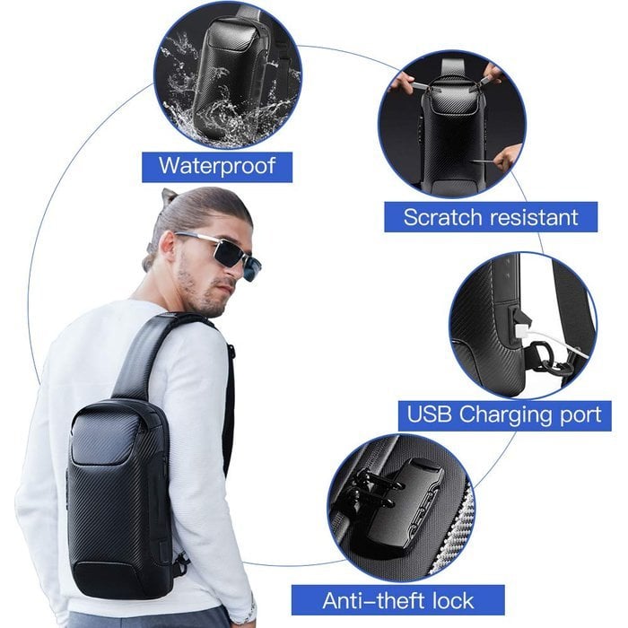 Anti-Theft Crossbody Bag | Landy Carry Without Worry | Waterproof Oxford | USB Charging Port | Unisex Travel Pack