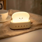 Shaded Nightstand Lamp – Kawaii Toast LED Lamp for Cozy Lighting