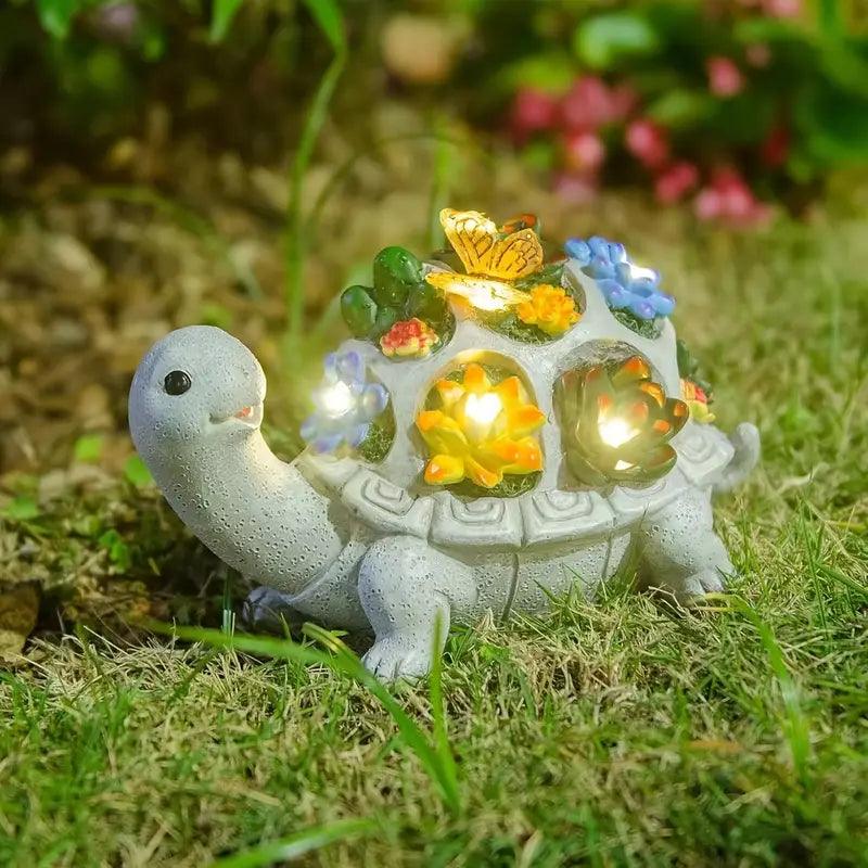 Solaro Turtle Garden | Solar Turtle Statue with LED & Succulents | For Garden, Terrace & Balcony