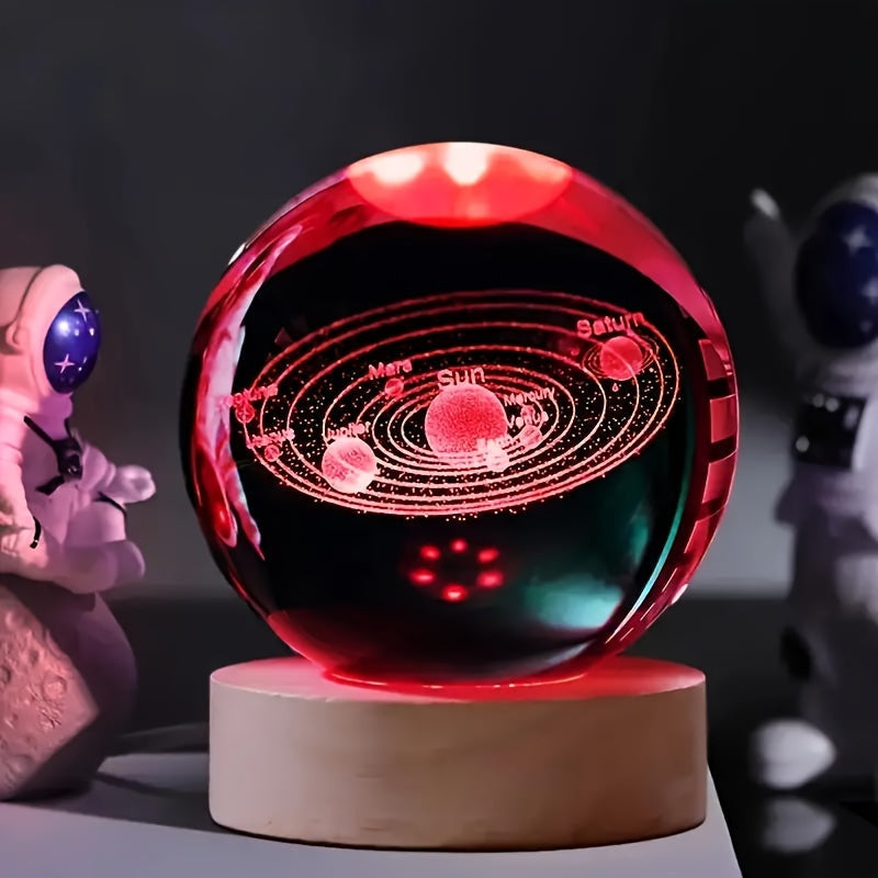 LumiSphere - Luxury 3D Crystal Table Lamp with Wooden Base