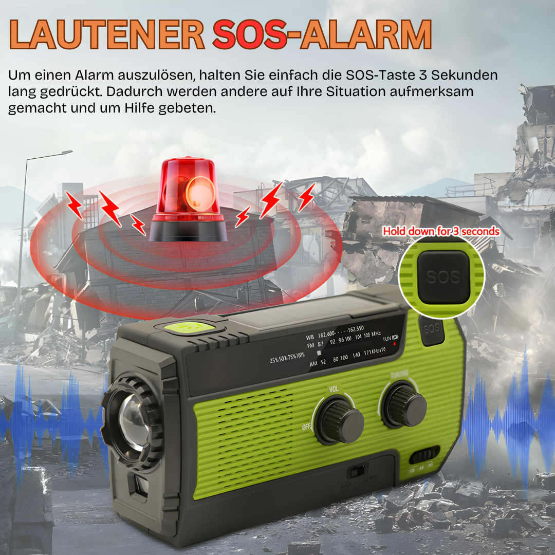 Portable emergency solar radio - PowerWave