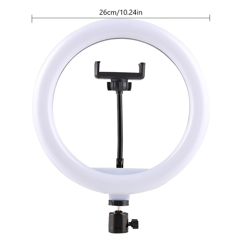 10-Inch LED Ring Light with Adjustable Stand and Phone Holder - Ideal for Makeup, Photography, and Vlogging