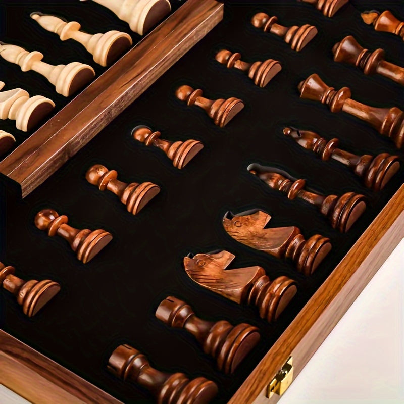 Wooden Chess Set – Tournament Grade Folding Board with Handcrafted Pieces