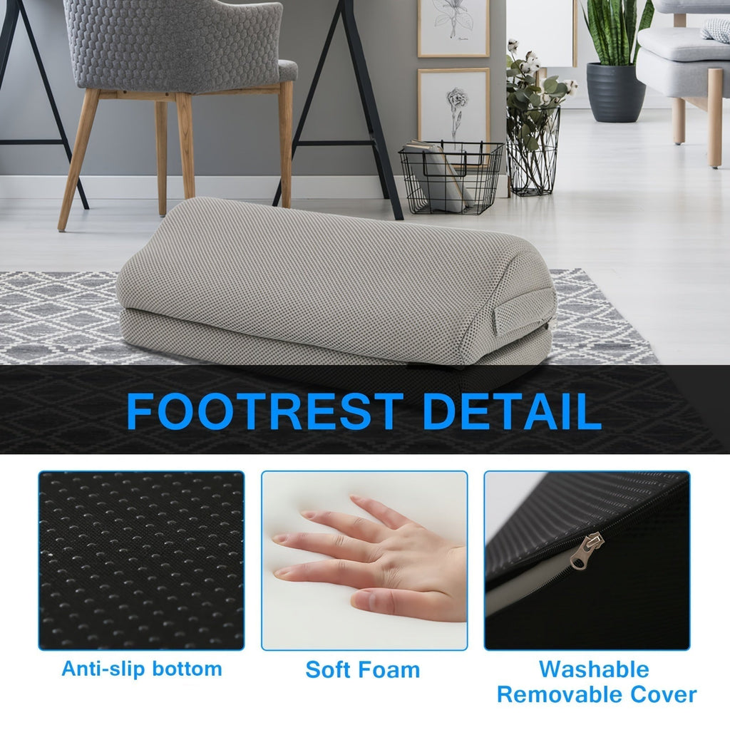 Ergonomic Footrest with Memory Foam – Adjustable & Non-Slip