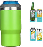 4 in 1 stainless steel can/bottle insulator, 14Oz two-way lid SUS insulated can cooler, beer bottle holder (Black)