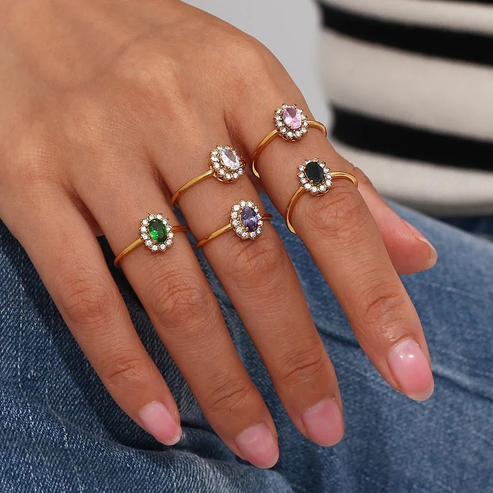 Dainty Adjustable Oval Diamond Rings