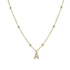 Dainty Beaded Chain Initial Necklace