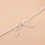 Dainty Beaded Pearl Bow Choker Necklace