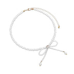 Dainty Beaded Pearl Bow Choker Necklace
