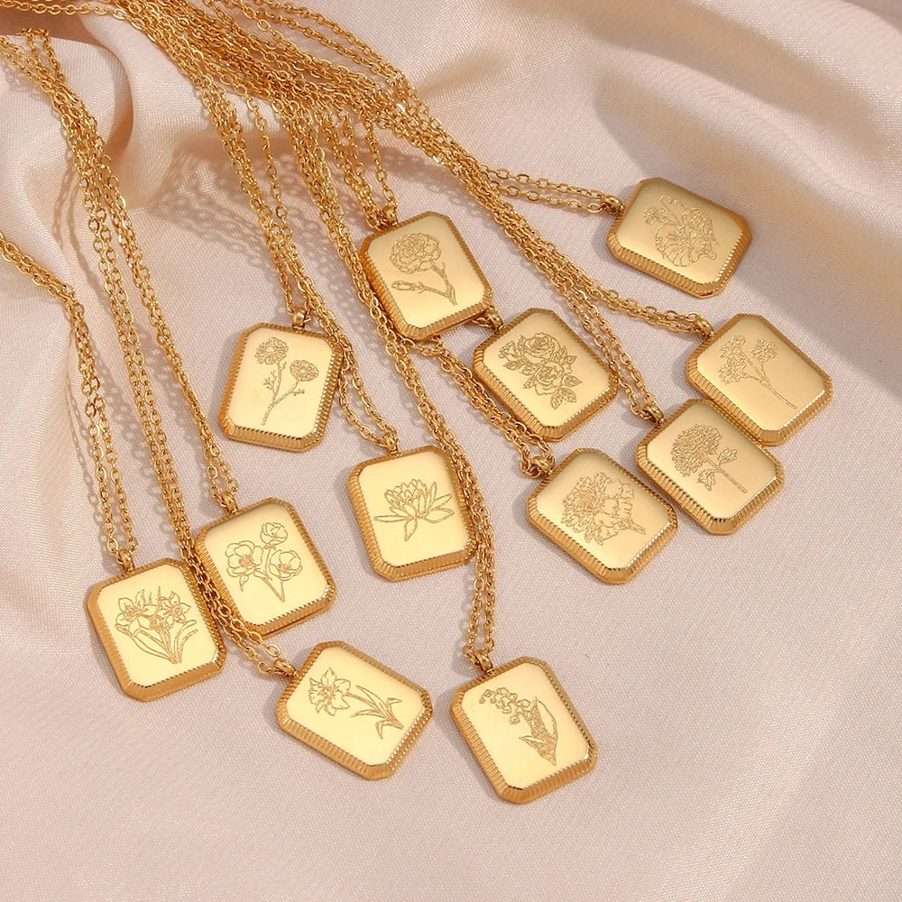 Dainty Birth Month Flower Necklace