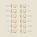 Dainty Birthstone Hoop Huggie Earrings