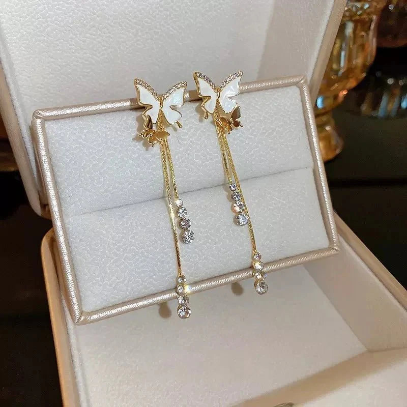 Dainty Butterfly Dangle Earrings