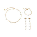 Dainty Chain Pearl Bracelet, Necklace, and Earring Set