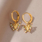 Dainty Colorful Diamonds Butterfly Earrings