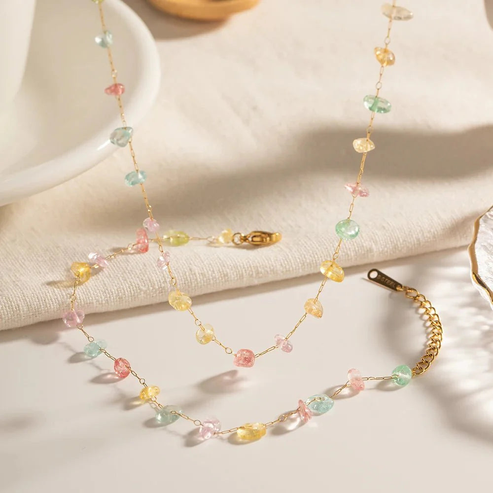Dainty Crystal Bracelet and Necklace Set
