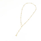 Dainty Diamond Letter Initial Lariat Necklace