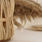 Dainty Diamond Pearl Necklace
