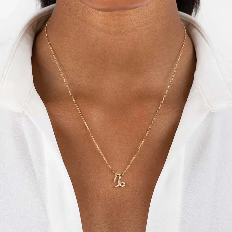 Dainty Diamond Zodiac Sign Necklace