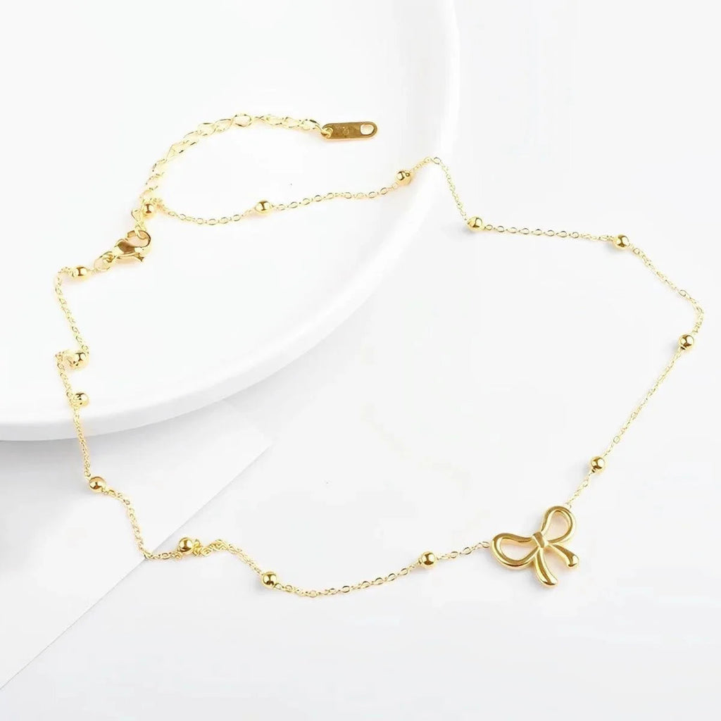 Dainty Feminine Bow Necklace