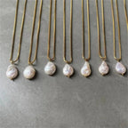 Dainty Flat Pearl Necklace