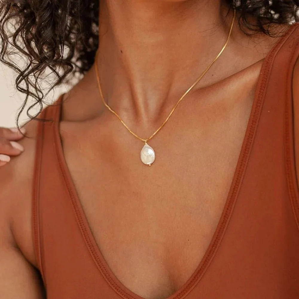 Dainty Flat Pearl Necklace
