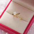 Dainty Floral Diamond Leaf Ring