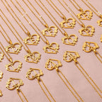 Dainty Floral Heart Letter Initial Necklace
