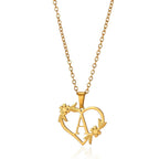 Dainty Floral Heart Letter Initial Necklace