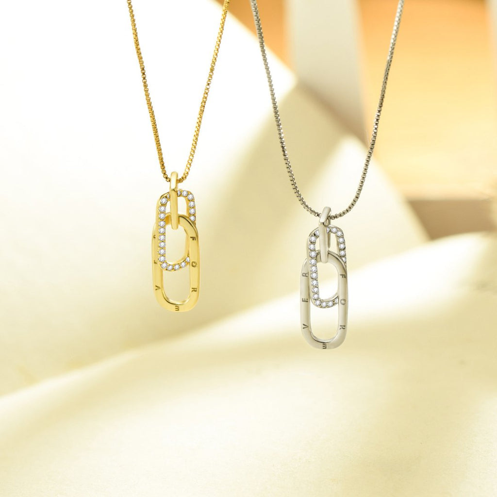 Dainty Forever Paperclip Love Necklace