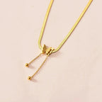 Dainty Herringbone Butterfly Dangle Necklace