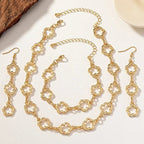 Dainty Open Clover Choker Necklace, Bracelet, Earring Set