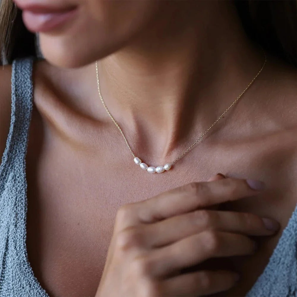 Dainty Strung Beaded Chain Necklace