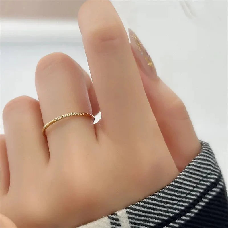 Dainty Thin Speckled Diamond Ring