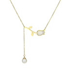 Dainty Tulip Pearl Tassel Necklace