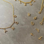 Dainty Zircon Letter Initial, Number, Symbol Chain Necklace