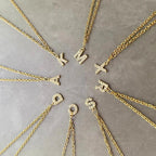 Dainty Zircon Letter Initial, Number, Symbol Chain Necklace