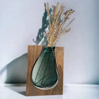 Scandinavian Glass Vase with Wooden Accent for Modern Interiors