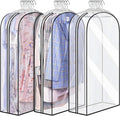 Clear Gusseted Garment Covers – 3-Pack Storage Bags with Side Zipper (Buy 1, Take 1 FREE)