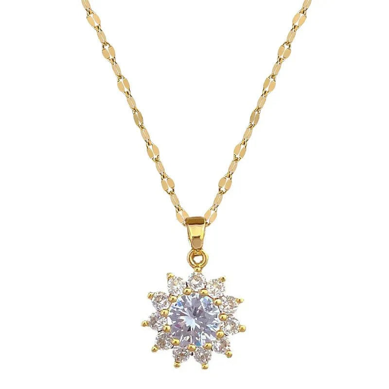 Dazzling Sunflower Floral Necklace and Earrings